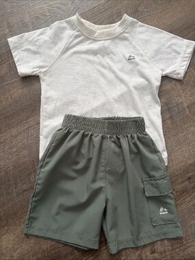 RBX Cream Tee and Olive Shorts Active Set